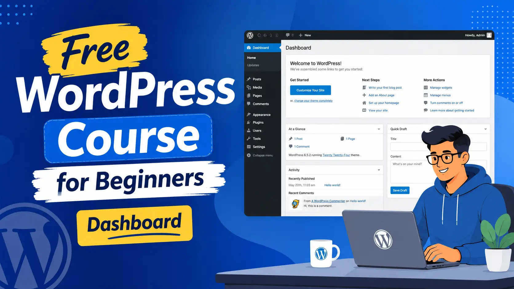 Free WordPress Course for Beginners Dashboard